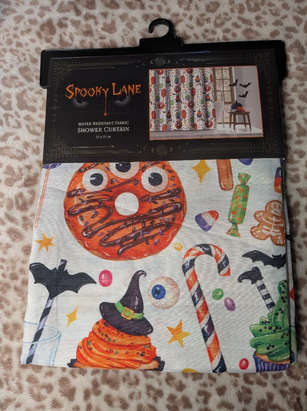 Spooky Halloween Candy Print Shower Curtain